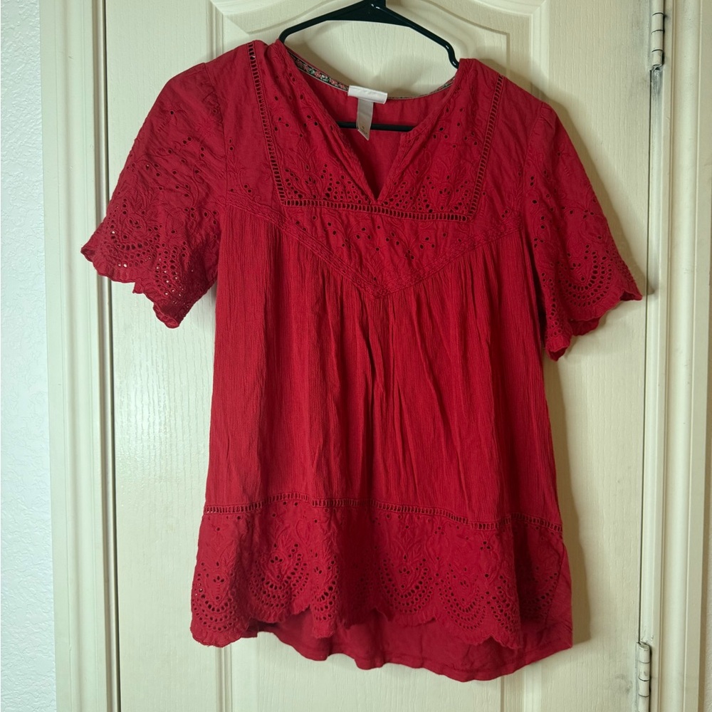 Knox Rose Scarlet Lace Detail Blouse